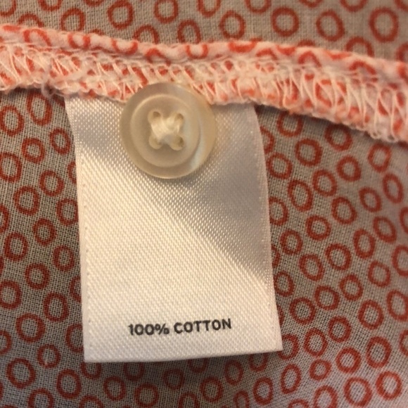 Halogen. Button down Long Sleeve Shirt. Orange and White Circle Pattern. Large. - Picture 11 of 11